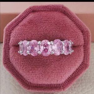 Pink Diamonds with Sterling Silver Band Size 8
